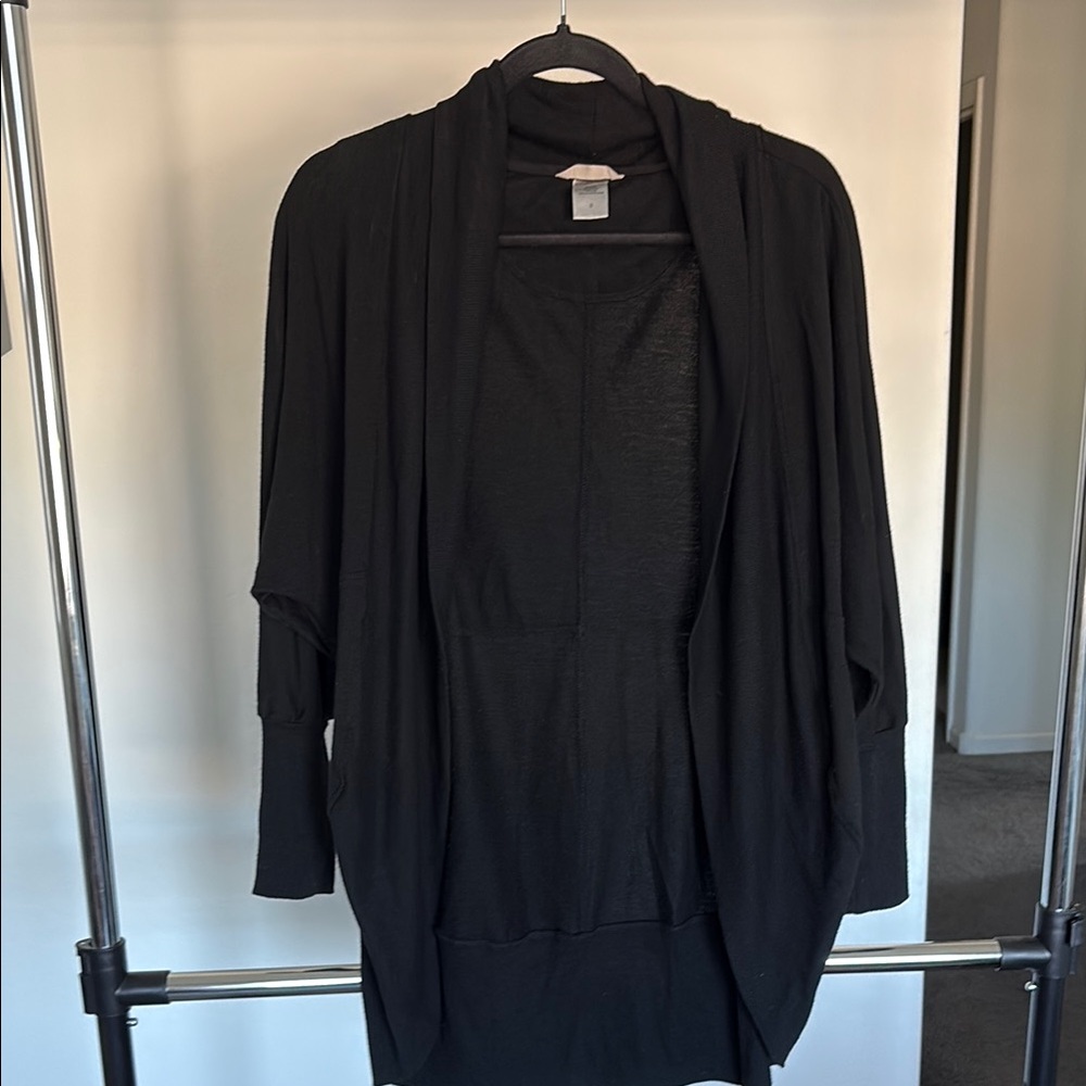 Jockey Black Cardigan Sweater Elegant Open Front